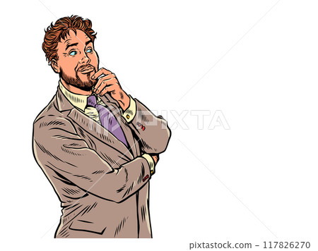 The new choice of offer makes you think about buying it. The man in the suit thought. Consultation with a specialist in an area unknown to you. Pop Art Retro 117826270