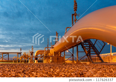 The gas pipeline exits from underground to the starting chamber of the cleaning device, piston, scraper 117826337