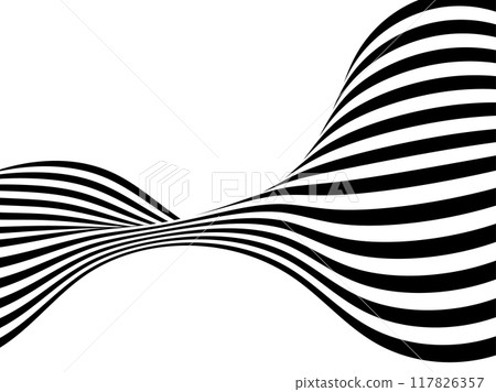 Black and white curved line stripe Mobius wave abstract background. Eps 10 117826357