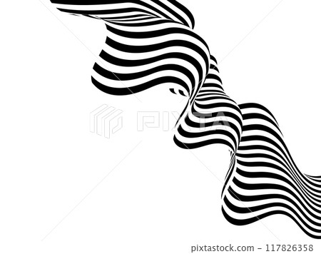 Black on white abstract perspective line stripes with 3d dimensional effect isolated on white. Eps 10 Black on white abstract perspective line stripes with 3d dimensional effect isolated on white. Eps 10 117826358