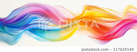 Abstract image of colorful wavy lines against a white background 117826549
