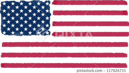 Grunge USA Flag. Watercolor brush flag of America. Vector illustration 117826731