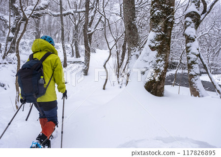 Image of snowshoe trekking: Oyamakiyazawa mountain stream 117826895
