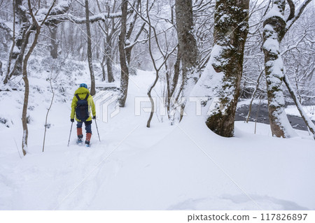 Image of snowshoe trekking: Oyamakiyazawa mountain stream 117826897