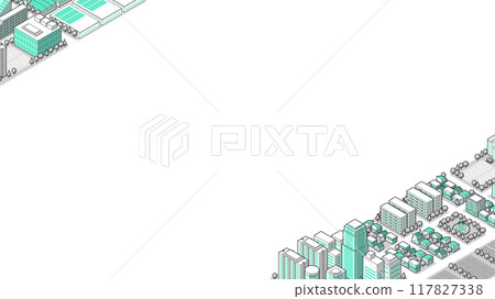 從鳥瞰角度看的三維城市景觀向量圖 117827338