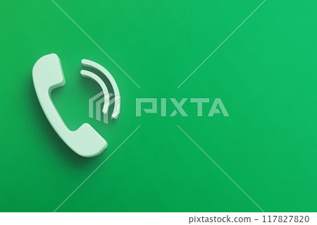 帶有 3D 電話符號和文字空間的綠色特色圖像 117827820