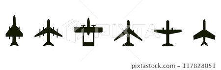 Plane icon airport sign black airplane silhouette vector image 117828051