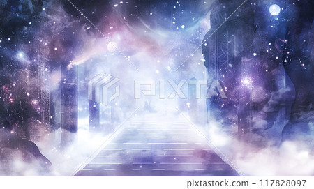 受太空啟發的神秘寺廟的水彩插圖 117828097