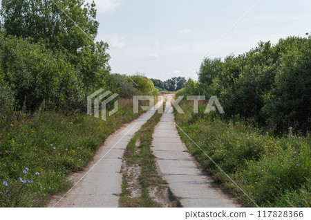 Concrete slab road in the country Concrete slab road in the country 117828366