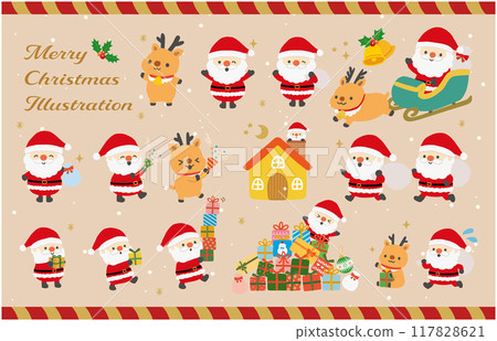聖誕聖誕老人與馴鹿圖 聖誕聖誕老人與馴鹿圖 117828621