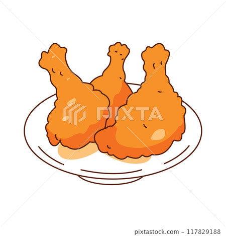 Crispy Fried Chicken Drumstick Fast Junk Food on a Plate 117829188