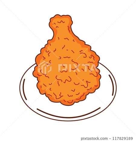 Crispy Fried Chicken Drumstick Fast Junk Food on a Plate 117829189
