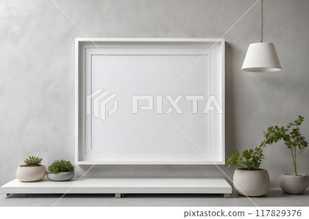 Modern living room with picture frames AI-generated image 117829376