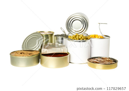 PNG, canned fish, isolated on white background. 117829657