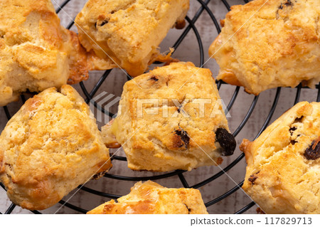 Rum raisin and cheese scones Rum raisin and cheese scones 117829713