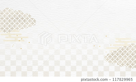 Traditional Japanese cloud pattern. Elegant white washi paper banner background 117829965