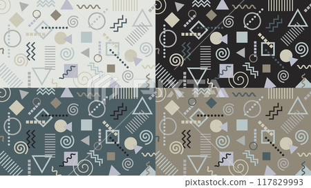 Memphis pattern horizontal background material set of four (modern interior color) Memphis pattern horizontal background material set of four (modern interior color) 117829993