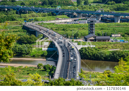 View of the Miyuki Bridge from Otokoyama Observatory, Yawata City, Kyoto Prefecture 117830146