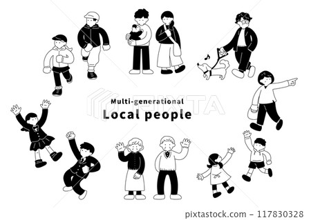 多代當地人的單色插圖（套） 117830328