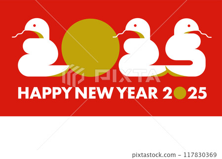 2025蛇年新年賀卡材料，簡約現代時尚設計_Horizontal 117830369