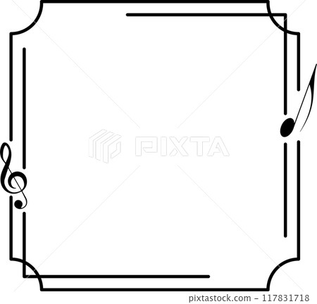 Trendy linear frames with music notes, featuring modern minimalist aesthetic line elements for poster or social media design. 117831718