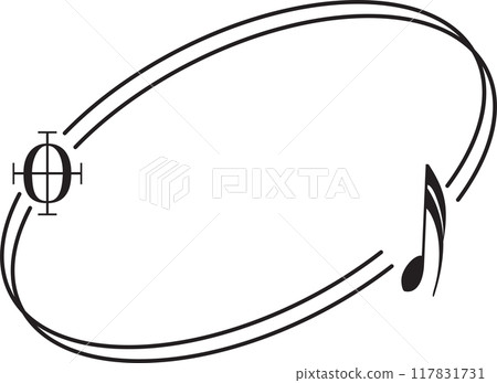 Trendy linear frames with music notes, featuring modern minimalist aesthetic line elements for poster or social media design. 117831731