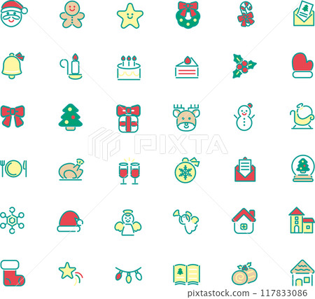 Christmas icon pictogram decoration emoji simple cute illustration material set 117833086