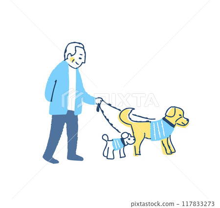 遛兩隻狗的老人 117833273