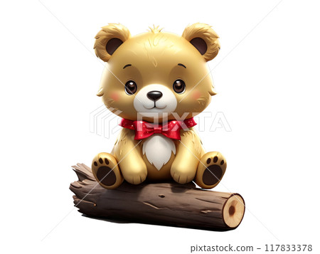 A cute and cheerful little brown bear. 117833378