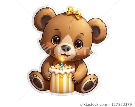 A cute and cheerful little brown bear. 117833379