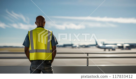 young traveler with a backpack on the airport young traveler with a backpack on the airport 117833412
