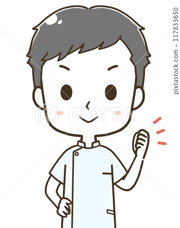 一位興奮的年輕男護士的上半身插圖 117833650