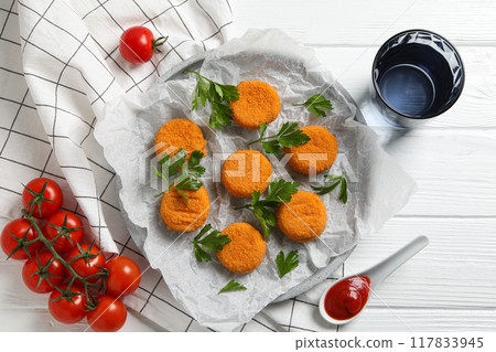 Fried mozzarella, tasty and delicious food, tasty fried food 117833945