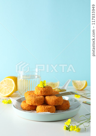 Fried mozzarella, tasty and delicious food, delicious fried food 117833949