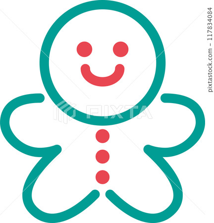 Christmas icon, gingerbread man, pictogram, decoration, simple, cute, illustration material 117834084