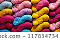 colorful of threads for textile background 117834734