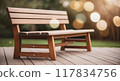 wooden bench on a park 117834756