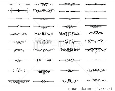 Elegant simple aesthetic artistic classic vintage retro line art style design set borders dividers collection Elegant simple aesthetic artistic classic vintage retro line art style design set borders dividers collection 117834771