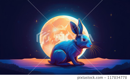 美麗的兔子和月亮景觀 117834778