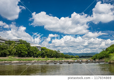 Kyoto Kamogawa River summer scenery Kyoto Kamogawa River summer scenery 117834869