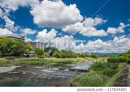 Kyoto Kamogawa River summer scenery 117834881