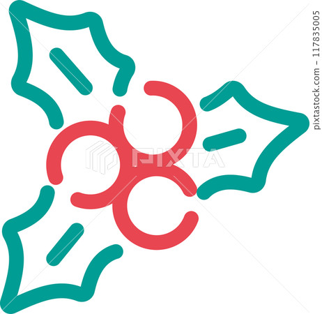 Christmas holly icon pictogram decoration ornament simple cute line drawing illustration Christmas holly icon pictogram decoration ornament simple cute line drawing illustration 117835005