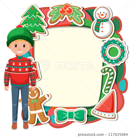 Festive Holiday Frame with Boy 117835064