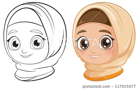Smiling Girl in Hijab Illustration Smiling Girl in Hijab Illustration 117835077