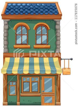 Charming Two-Story House Illustration Charming Two-Story House Illustration 117835078