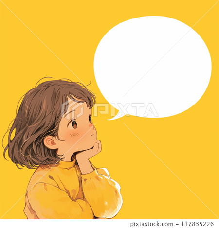 思考的女孩和講話泡泡 117835226