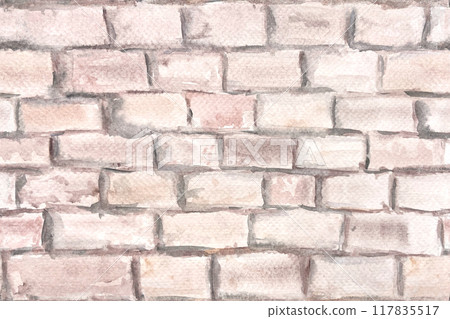 Limestone wall watercolor background. Brown, creamy and pinkish shades of color on textured paper. Hand drawn. Good for cards, craft paper, scrapbook paper, covers, design, wallpaper. High quality art 117835517