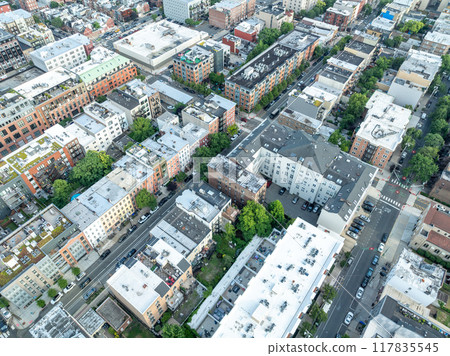 Aerial View over Hoboken in New Jersey 117835545