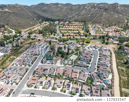 Aerial view of big houses community in Escondido, California Aerial view of big houses community in Escondido, California 117835547