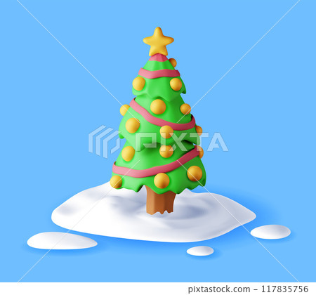 3D christmas tree decorated 3D christmas tree decorated 117835756